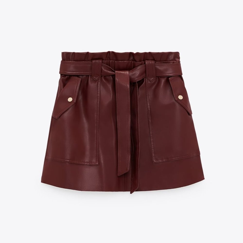 ZARA FAUX LEATHER PAPERBAG SKIRT